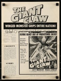 9x671 GIANT CLAW pressbook 1957 great art of winged monster from 17,000,000 B.C. destroying city!