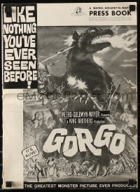 9x681 GORGO pressbook 1961 art of giant monster terrorizing city, like nothing you've ever seen!