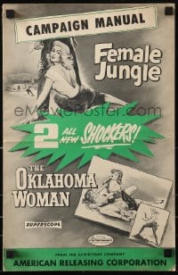 9x816 OKLAHOMA WOMAN/FEMALE JUNGLE pressbook 1956 AIP double-bill sex shockers!