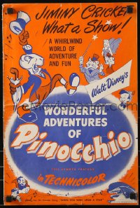 9x839 PINOCCHIO pressbook R1945 Disney classic cartoon about a wooden boy who wants to be real!