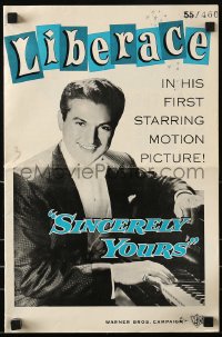 9x886 SINCERELY YOURS pressbook 1955 pianist Liberace brings a crescendo of love to empty lives!