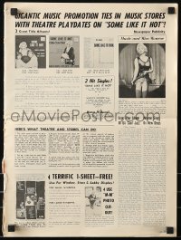 9x893 SOME LIKE IT HOT pressbook 1959 sexy Marilyn Monroe with Tony Curtis & Jack Lemmon in drag!