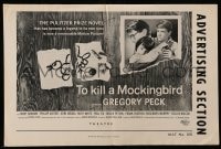 9x941 TO KILL A MOCKINGBIRD pressbook supplement 1962 Gregory Peck, from Harper Lee's classic novel!