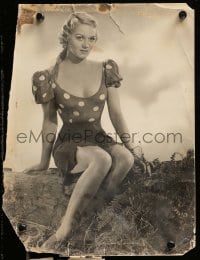 9x146 MARTHA O'DRISCOLL deluxe 10x13.25 still 1940 seated full-length in skimpy polka dot dress!