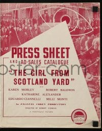 9x498 GIRL FROM SCOTLAND YARD English pressbook 1937 Karen Morley, Baldwin, detective mystery!