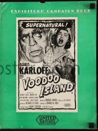9x510 VOODOO ISLAND English pressbook 1957 Boris Karloff, Beverly Tyler, supernatural horror!
