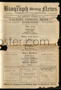 9x289 BIOGRAPH WEEKLY NEWS English magazine September 16, 1929 talkies coming here headline!