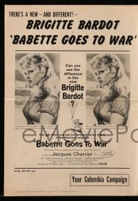9x533 BABETTE GOES TO WAR pressbook 1960 sexy soldier Brigitte Bardot, Babette s'en va-t-en guerre
