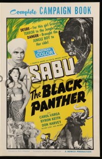 9x560 BLACK PANTHER pressbook 1956 danger brought Sabu to sexy Carol Varga's side in the jungle!