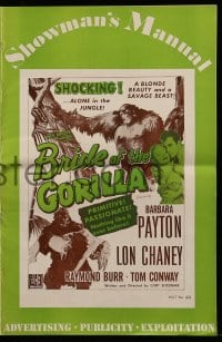 9x575 BRIDE OF THE GORILLA pressbook 1951 sexy Barbara Payton & huge ape, primitive passions!