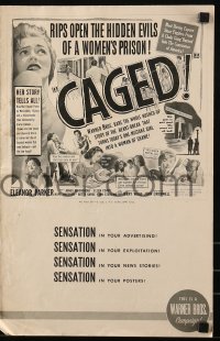 9x584 CAGED pressbook 1950 Eleanor Parker is one of the women without men, except in memories!