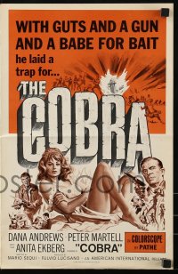 9x599 COBRA pressbook 1968 Dana Andrews has guts & super sexy Anita Ekberg for bait!