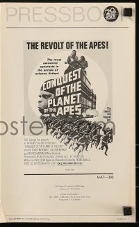 9x606 CONQUEST OF THE PLANET OF THE APES pressbook 1972 Roddy McDowall, the revolt of the apes!
