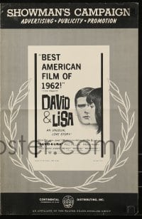 9x615 DAVID & LISA pressbook 1963 Kier Dullea, Janet Margolin, Frank Perry mental hospital drama!