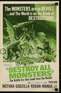 9x626 DESTROY ALL MONSTERS pressbook 1969 Ishiro Honda's Kaiju Soshingeki, Godzilla, King Ghidrah!