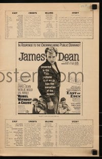 9x636 EAST OF EDEN/REBEL WITHOUT A CAUSE pressbook 1957 James Dean, overwhelming public demand!