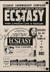9x638 ECSTASY pressbook R1953 Hedy Lamarr's early nudie, a bold story of a delicate subject!