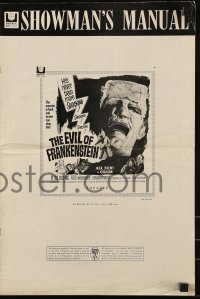 9x647 EVIL OF FRANKENSTEIN pressbook 1964 Peter Cushing, Hammer, he's back and no one can stop him!