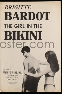 9x675 GIRL IN THE BIKINI pressbook 1958 great images of sexy Brigitte Bardot in skimpy swimsuit!