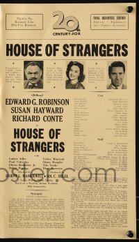 9x707 HOUSE OF STRANGERS pressbook 1949 Edward G. Robinson, Richard Conte, Susan Hayward!