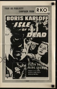 9x726 ISLE OF THE DEAD pressbook R1957 Boris Karloff & Ellen Drew in buried-alive horror!