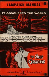 9x727 IT CONQUERED THE WORLD/SHE-CREATURE pressbook 1956 two top science-horror shows in one!