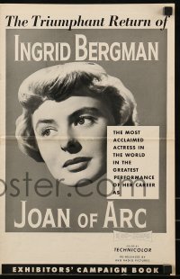 9x731 JOAN OF ARC pressbook R1957 triumphant return of Ingrid Bergman in her greatest performance!