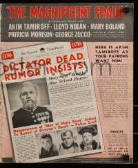 9x771 MAGNIFICENT FRAUD pressbook 1939 cool images of Akim Tamiroff, as himself & in disguise!