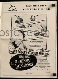 9x794 MONKEY BUSINESS pressbook 1952 Cary Grant, Ginger Rogers, sexy Marilyn Monroe, Charles Coburn