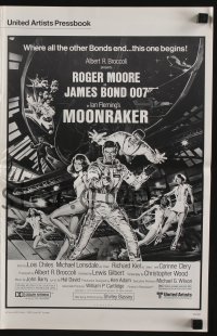 9x798 MOONRAKER pressbook 1979 art of Roger Moore as James Bond & sexy space babes by Goozee!