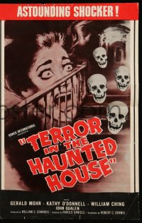 9x804 MY WORLD DIES SCREAMING pressbook 1959 screaming girl & skulls, Terror in the Haunted House!