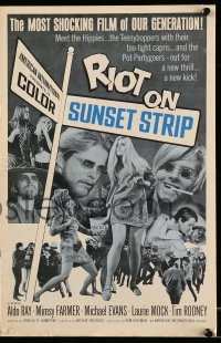 9x858 RIOT ON SUNSET STRIP pressbook 1967 hippies with too-tight capris, crazy pot-partygoers!