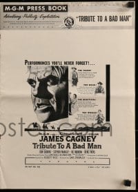 9x945 TRIBUTE TO A BAD MAN pressbook 1956 great art of cowboy James Cagney, pretty Irene Papas!