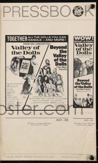9x961 VALLEY OF THE DOLLS/BEYOND THE VALLEY OF THE DOLLS pressbook 1971 Russ Meyer sex double-bill