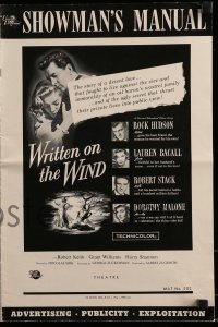 9x990 WRITTEN ON THE WIND pressbook 1956 Lauren Bacall, Rock Hudson, Robert Stack, Dorothy Malone!