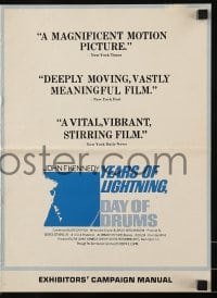9x991 YEARS OF LIGHTNING DAY OF DRUMS pressbook 1966 John F. Kennedy documentary, different art!