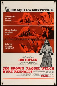 9y005 100 RIFLES Spanish/US 1sh 1969 Jim Brown, Raquel Welch & Burt Reynolds!