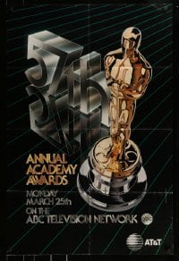 9y002 57th ANNUAL ACADEMY AWARDS 1sh 1985 cool artwork of Oscar statue!