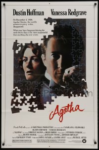 9y020 AGATHA 1sh 1979 cool puzzle art of Dustin Hoffman & Vanessa Redgrave as Christie!