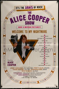 9y023 ALICE COOPER: WELCOME TO MY NIGHTMARE 1sh 1975 JAWS of rock, art of Alice Cooper by Struzan!