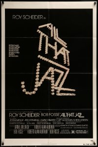 9y031 ALL THAT JAZZ 1sh 1979 Roy Scheider, Jessica Lange, Bob Fosse musical, title in lights!