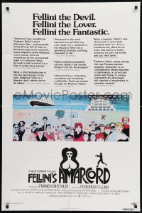 9y035 AMARCORD 1sh 1974 Federico Fellini classic comedy, art by Giuliano Geleng!