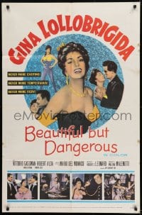 9y071 BEAUTIFUL BUT DANGEROUS 1sh 1957 images of sexiest Gina Lollobrigida, Vittorio Gassman!