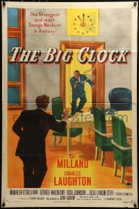9y085 BIG CLOCK style A 1sh 1948 Ray Milland in the strangest and most savage manhunt in history!