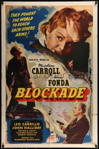9y096 BLOCKADE 1sh R1948 Madeleine Carroll, Henry Fonda, directed by William Dieterle!