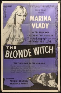9y098 BLONDE WITCH 1sh 1955 Nicole Courcel, close-up of sexy sorceress Marina Vlady!