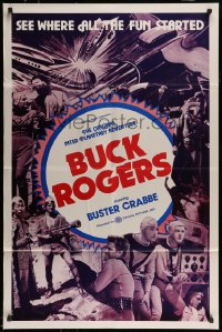 9y120 BUCK ROGERS 1sh R1966 Buster Crabbe sci-fi serial, see where all the fun started!