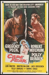 9y133 CAPE FEAR 1sh 1962 Gregory Peck, Robert Mitchum, Polly Bergen, classic noir, Terror!