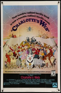 9y143 CHARLOTTE'S WEB 1sh 1973 E.B. White's farm animal cartoon classic!