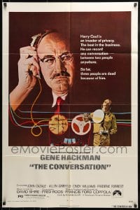 9y171 CONVERSATION 1sh 1974 art of Gene Hackman by Bernard D'Andrea, Francis Ford Coppola directed